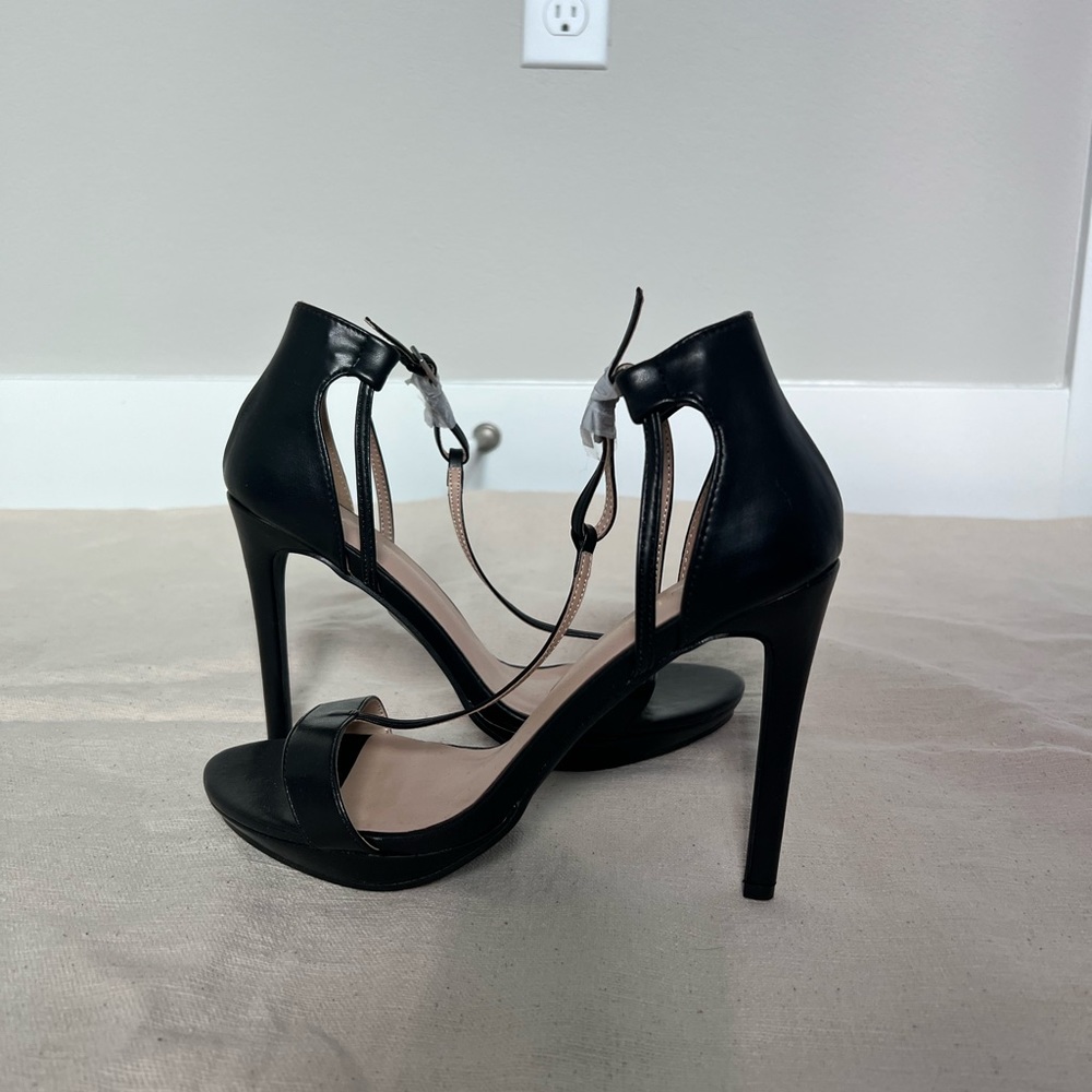 Black High Heel Ankle Strap Sandals